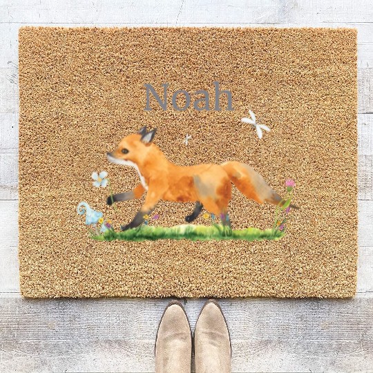 Forest Animal Deer Rabbit Hedgehog Flowers Name Coir Doormats