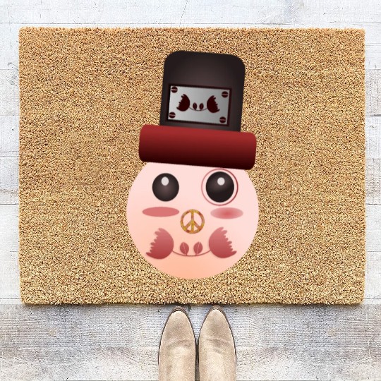 Psychedelic peace man Coir Doormats