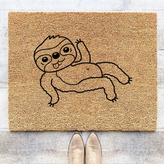 sloth chill lying waving Coir Doormats
