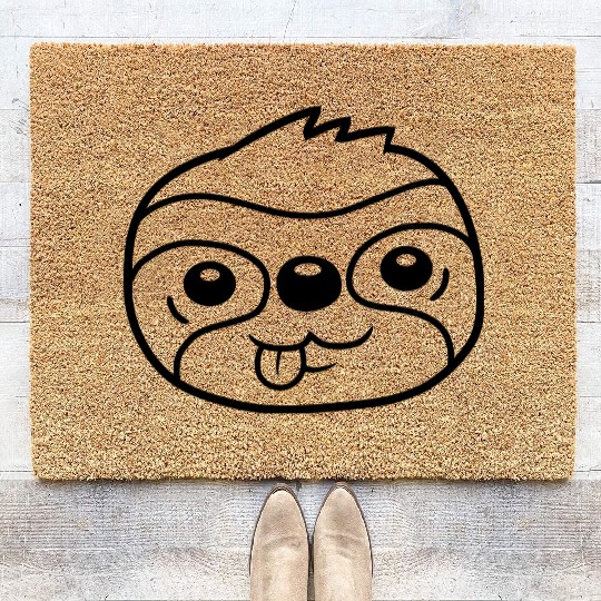 head sloth comic chill Coir Doormats