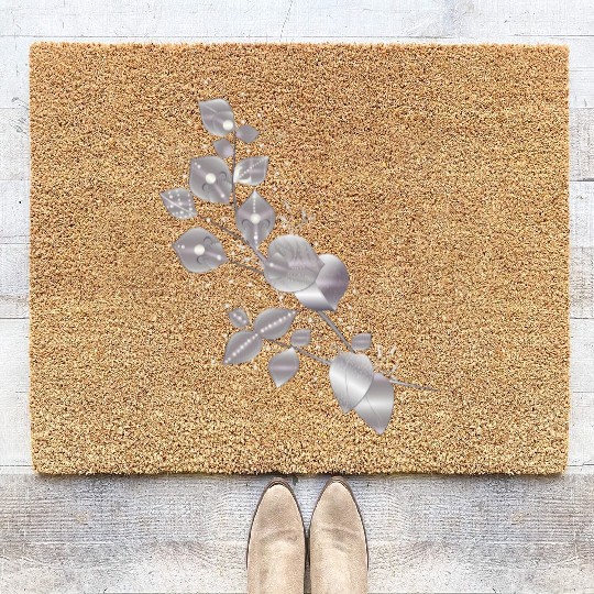noble leaf tendril in metallic silver look Coir Doormats