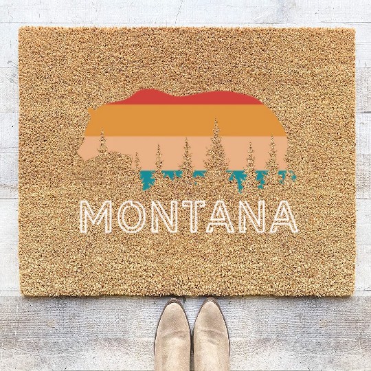Montana Grizzly Bear Retro Coir Doormats