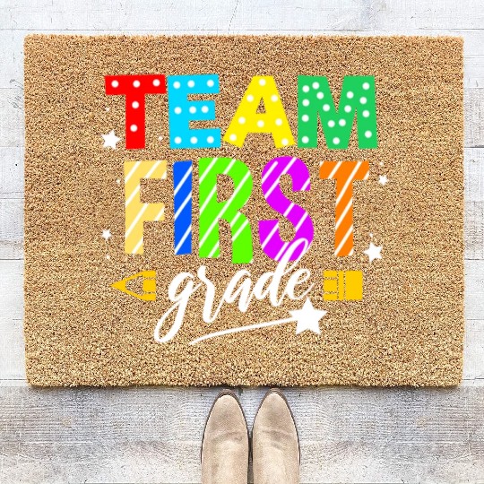 Team First Grade For Elementary Teacher Coir Doormats