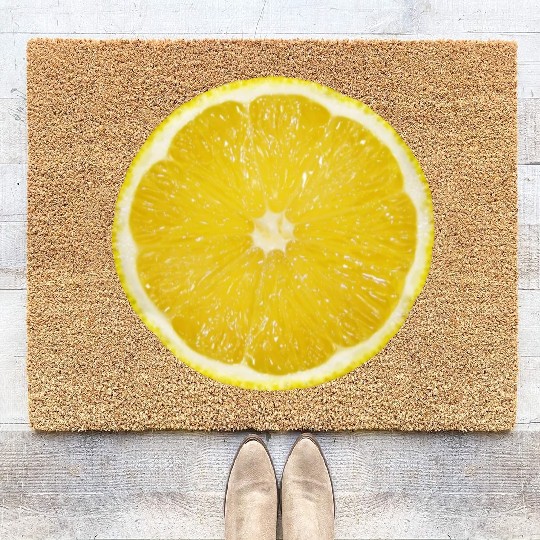 Radiate Positive Lemon Slice. Juicy Slice Lemon Coir Doormats