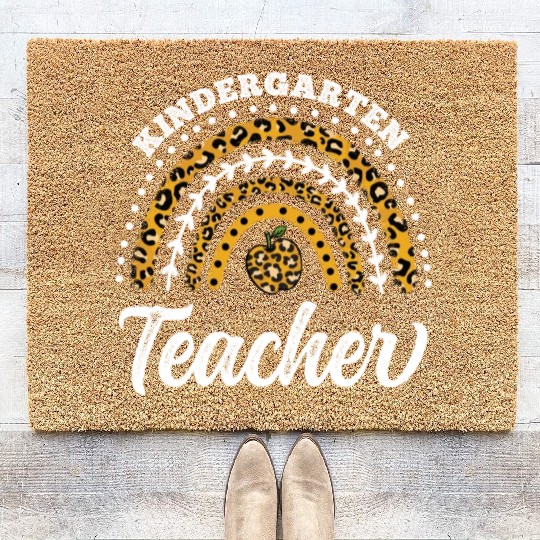 Kindergarten Teacher Rainbow Back To School Coir Doormats