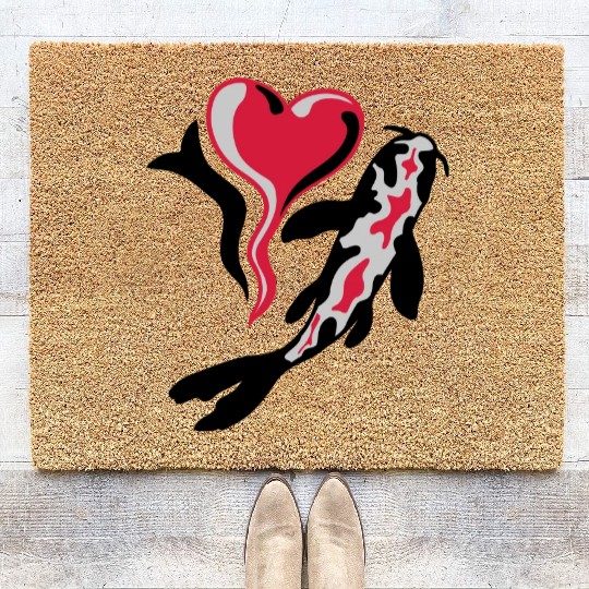 I Love Koi Fish Coir Doormats