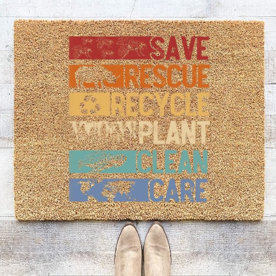 Earth Day, Save the planet, clean the oceans Coir Doormats