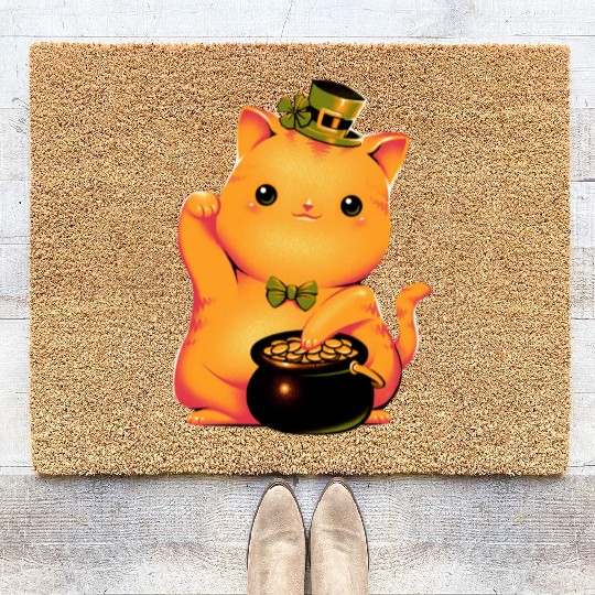 cat Irish Lucky Cat Coir Doormats