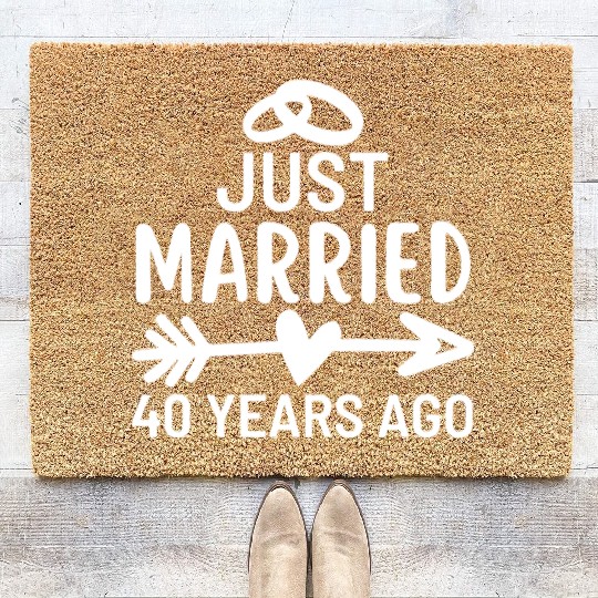 Just Married 40 Years Ago Wedding Anniversary Coir Doormats