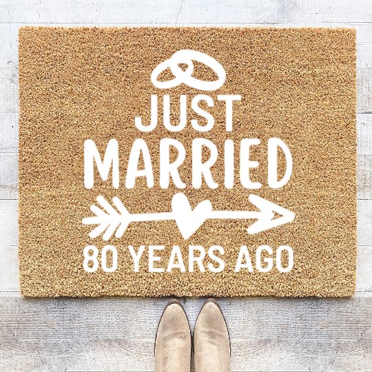 Just Married 80 Years Ago Wedding Anniversary Coir Doormats