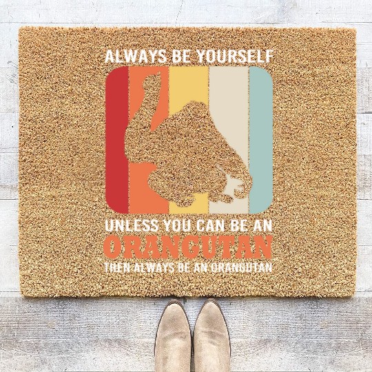 Retro Ape Monkey Silhouette Funny Orangutan Coir Doormats