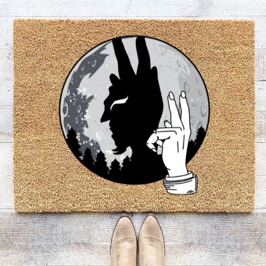 Devil Shadow Puppet Evil Satan Lucifer Anrtichrist Coir Doormats