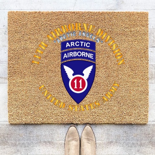 11th Airborne Division Arctic Angels w Arctic Tab Coir Doormats