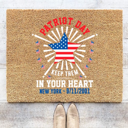 9/11 Patriot Day Keep Them in Your Heart Coir Doormats