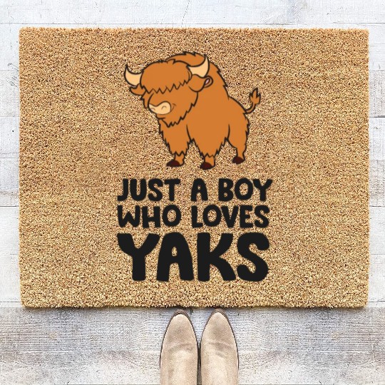 Just a Boy Who Loves Yaks Coir Doormats