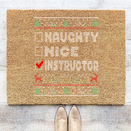 Naughty Nice Instructor, Matching Christmas Group Coir Doormats