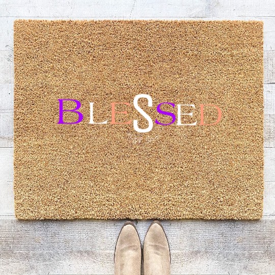 Purple and pink blessed aka pimp shit type shit Coir Doormats
