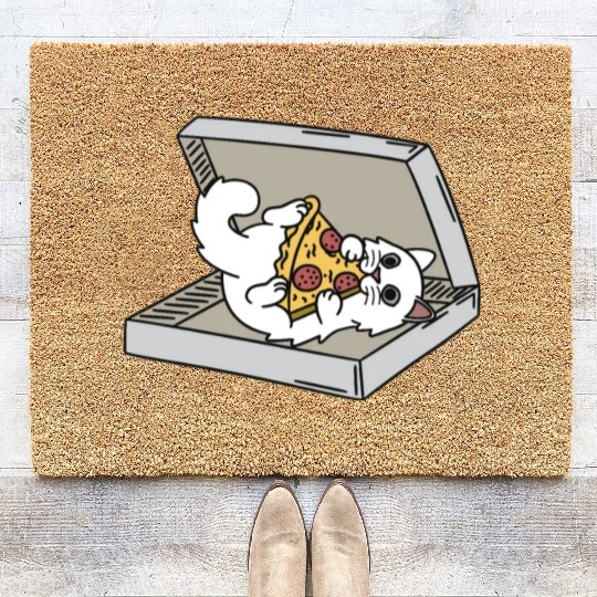 Persian Cat Pizza Lover Coir Doormats