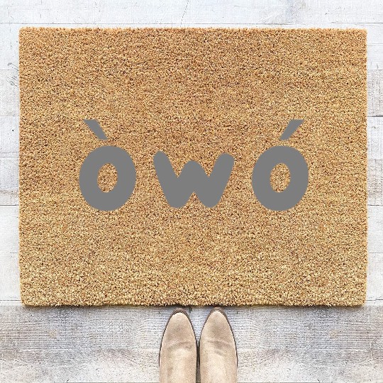 owo grey angry Coir Doormats
