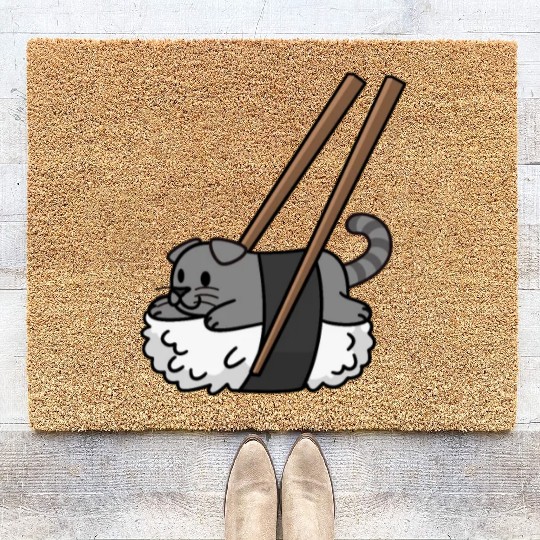 Scottish Fold Cat Nigiri Sushi Coir Doormats