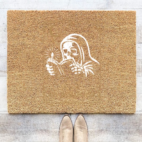 Skeleton Intellectual Tarot Card Occult Gothic Coir Doormats
