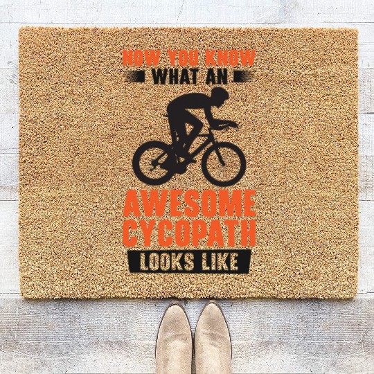 Funny Cycling Riders Cyclist Bicycle Mountain Coir Doormats