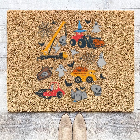 Spooky Construction Vehicles Coir Doormats