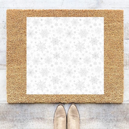 Modern Snowflakes Pattern White Silver Coir Doormats