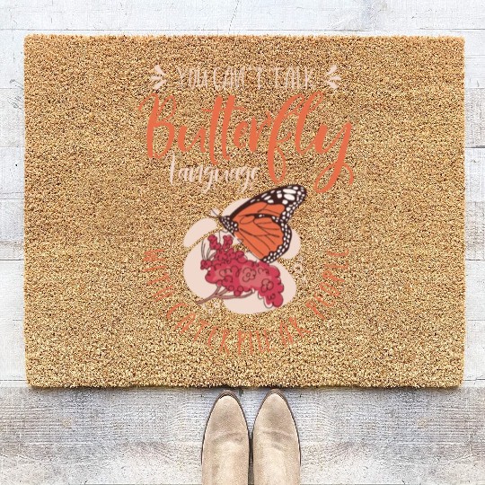 Celestial Art Butterfly Talking Mystical Insect Coir Doormats