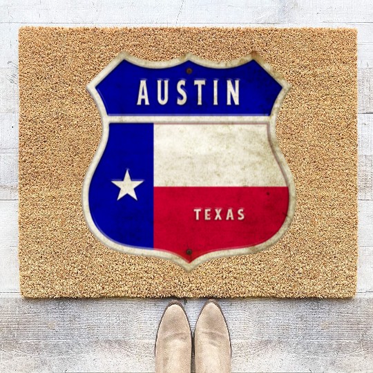 Austin Texas crest flags design Coir Doormats