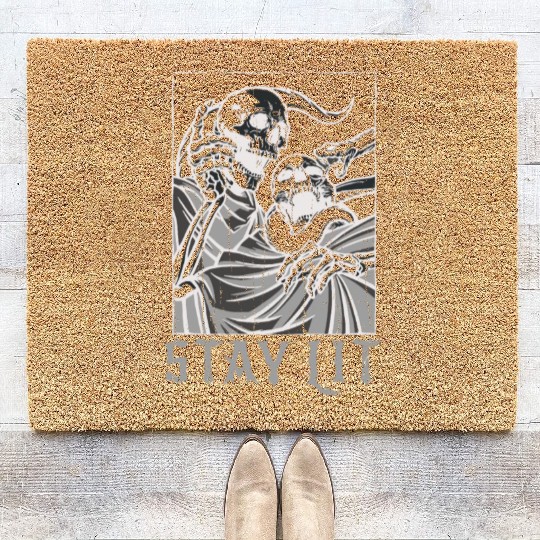 Skeleton Bones Tarot Card Occult Stay Gothic Coir Doormats