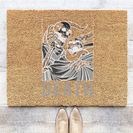 Skeleton Bones Tarot Card Occult Death Gothic Coir Doormats