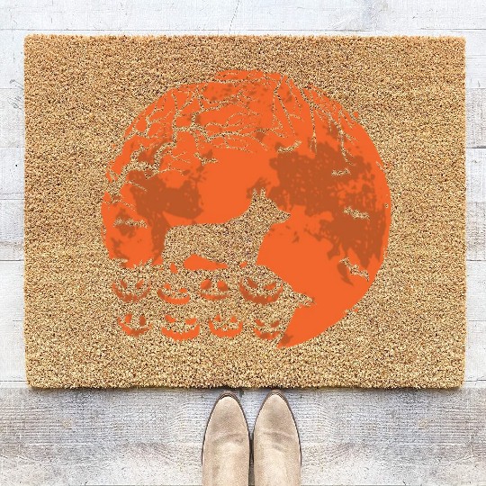 Corgi And Moon Halloween Funny Dog Lover Gift Coir Doormats