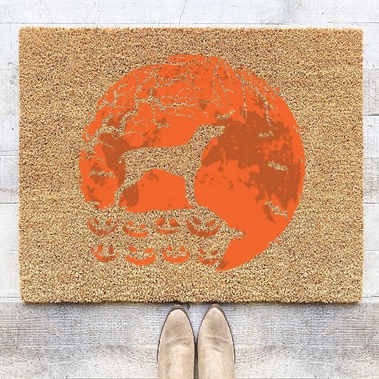 German Shorthaired Pointer And Moon Halloween Coir Doormats