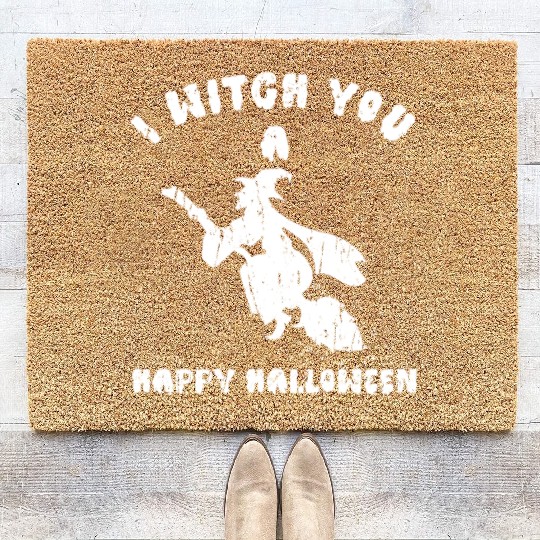 I witch you a Happy Halloween. - voodoo Coir Doormats