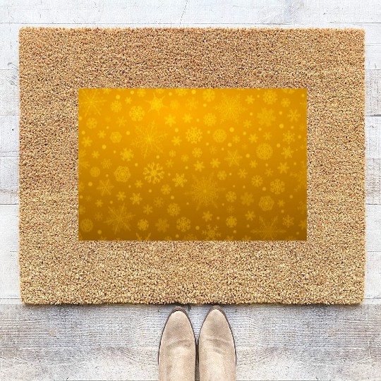 Abstract Yellow Snowflakes Pattern Coir Doormats