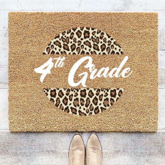 4th Grade Cheetah Print School Teacher Student Coir Doormats