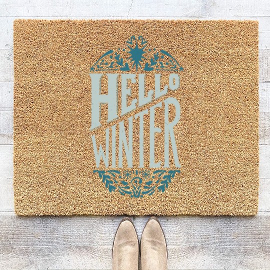 hello winter Coir Doormats