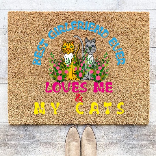 cats & girlfriend Coir Doormats