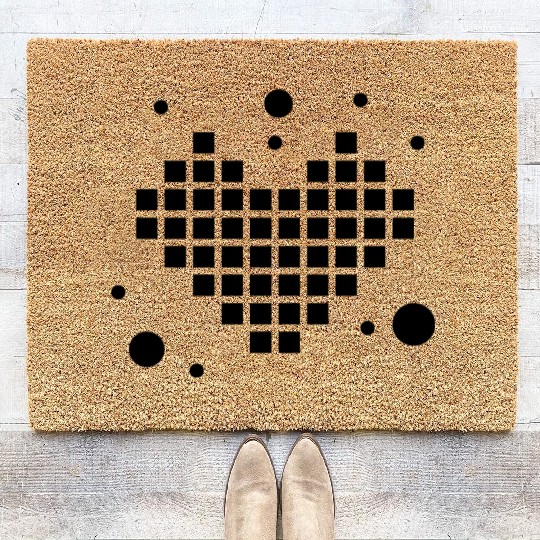 Heart In Pixels 8 Bit Video Game Coir Doormats