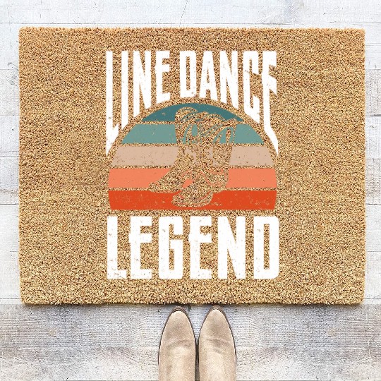 Retro Vintage Line Dance Legend Rodeo Cowboy Boots Coir Doormats