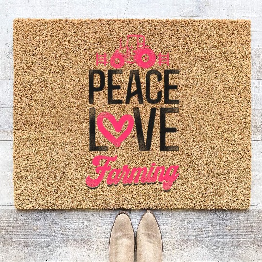 Farming Farmer Girl Tractor Coir Doormats