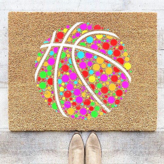 International Dot Day Colored Basketball Polka Dot Coir Doormats