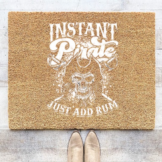 Instant pirate just add rum - skull captain Coir Doormats