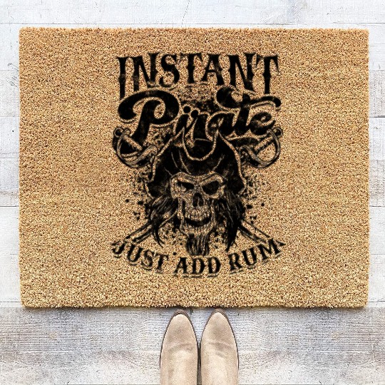 Instant pirate just add rum - skeleton Coir Doormats