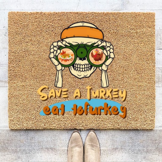Save a turkey eat tofurkey Coir Doormats