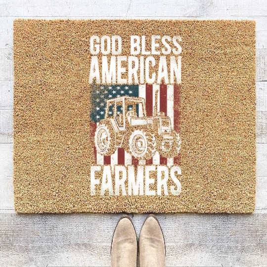 Farming Farmer Us American Flag Coir Doormats