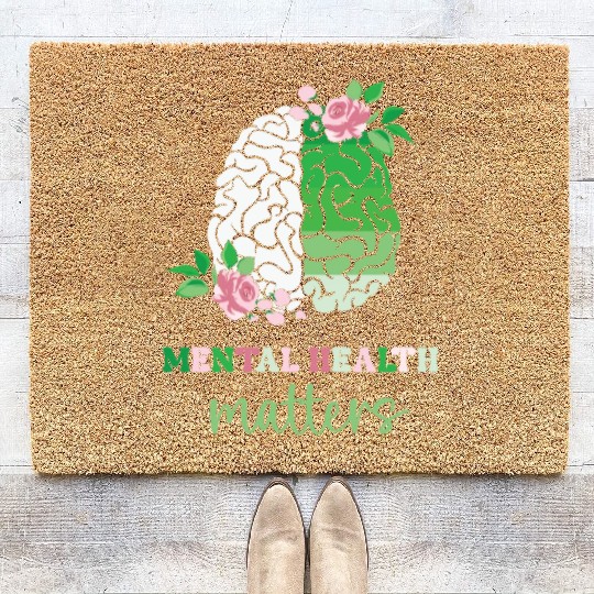 Green and Pink : Mental Health Matters Coir Doormats