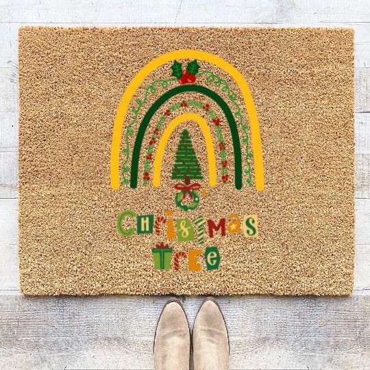 Christmas Tree - Funny Rainbow! Coir Doormats