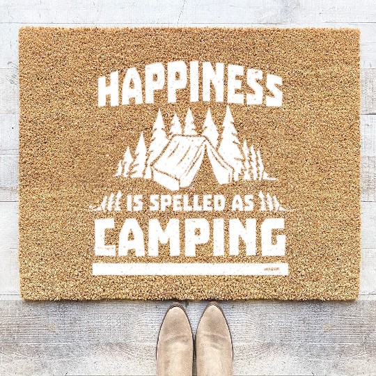 Camping saying forest tent nature outdoor Coir Doormats